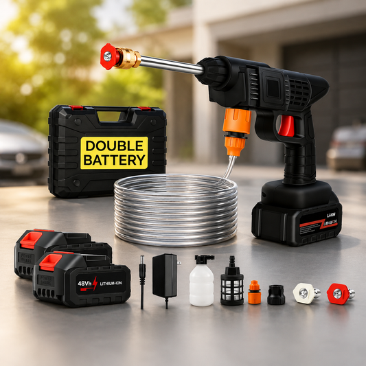 Portable Wireless Pressure Washer Gun for Car Wash & Bikes Cleaning with Adjustable Nozzles & 5M Hose Pipe