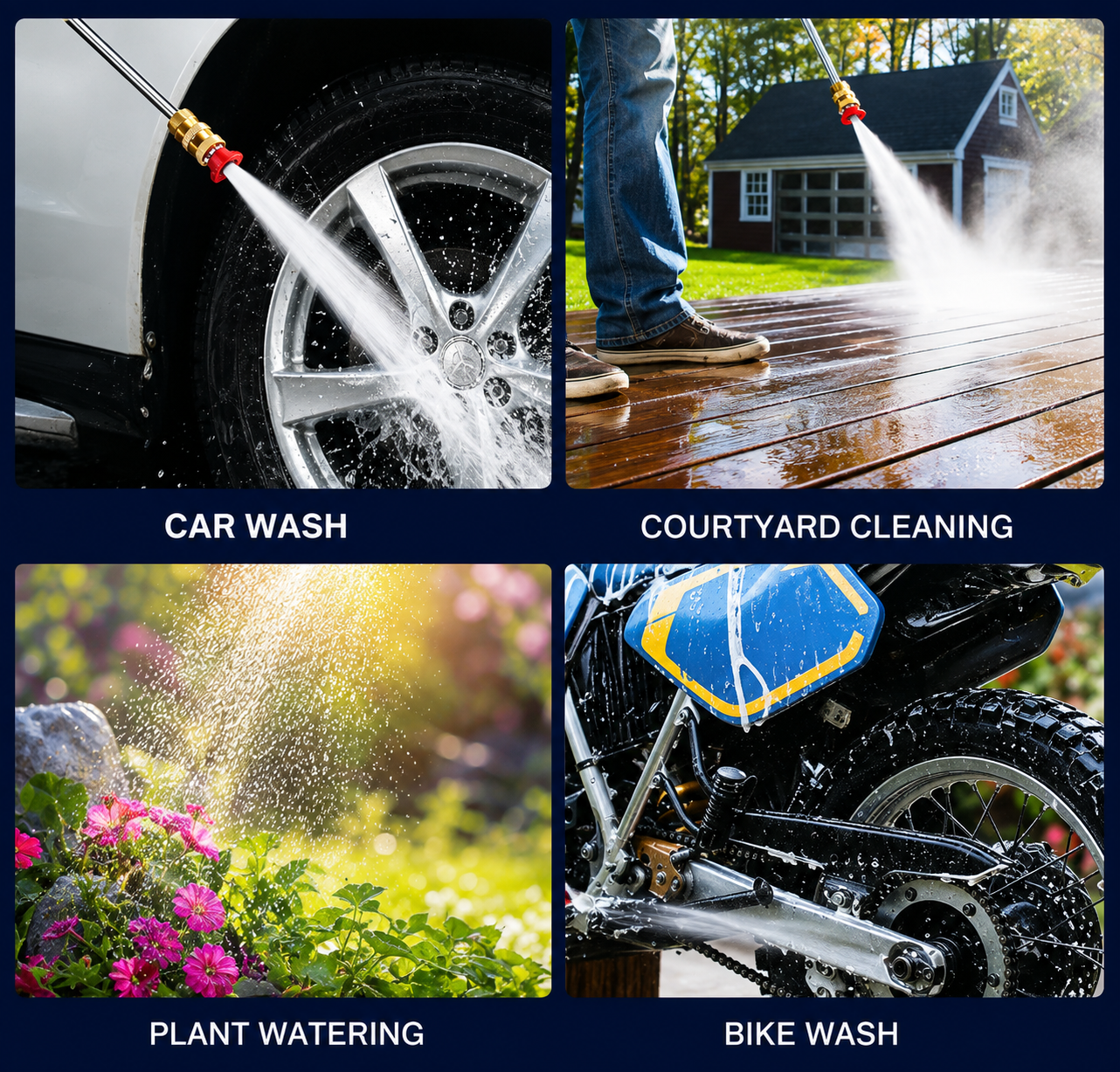 Portable Wireless Pressure Washer Gun for Car Wash & Bikes Cleaning with Adjustable Nozzles & 5M Hose Pipe