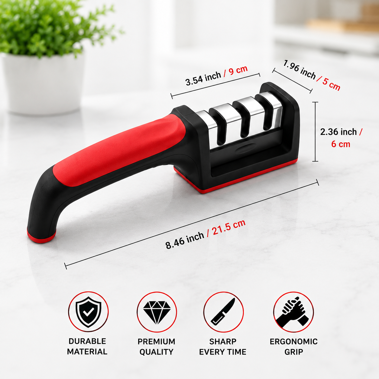 3 Stage Kitchen Knife Sharpener | Professional Knife Sharpening & Honing Tool