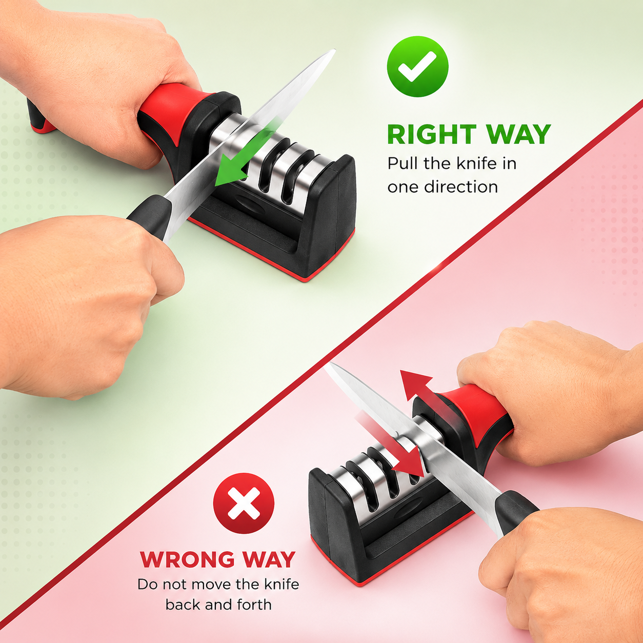 3 Stage Kitchen Knife Sharpener | Professional Knife Sharpening & Honing Tool