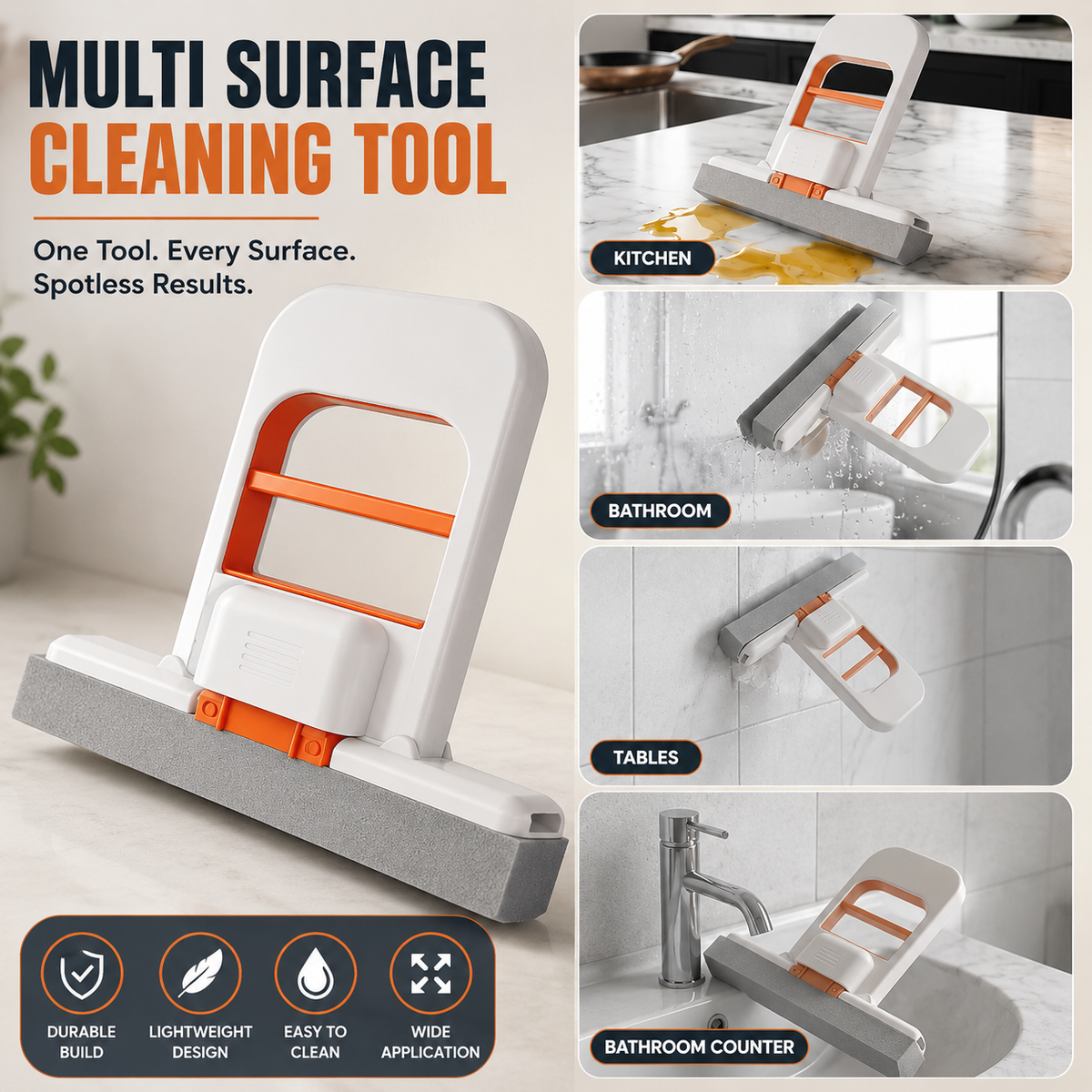 DashKart Mini Foldable Desktop Mop with Self-Squeeze Sponge | Wet & Dry Multi-Surface Cleaning Tool for Kitchen, Bathroom & Glass