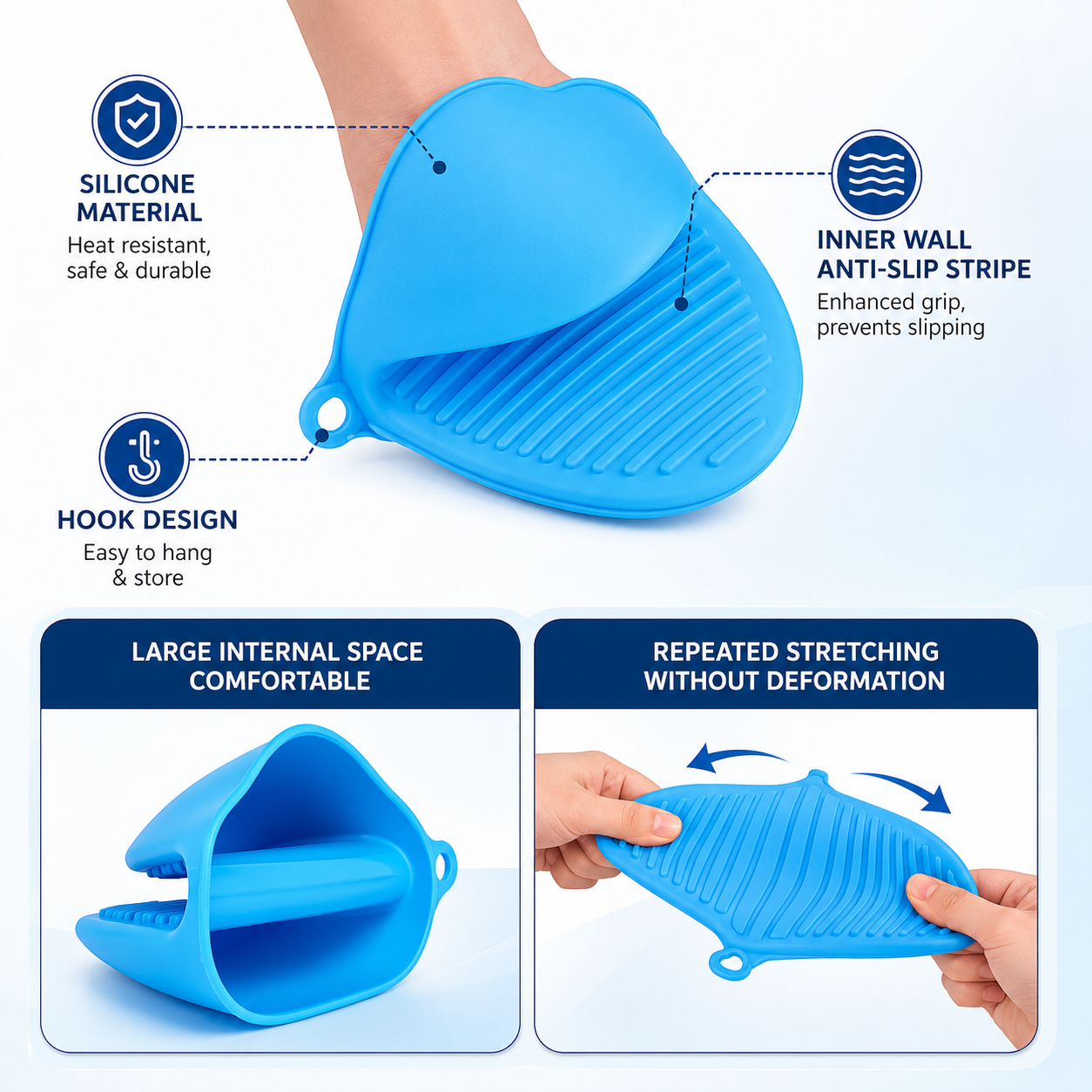 Silicon Pot Holder For Hot Utensil | Heat Resistant Pinch Pot Holders for Kitchen, Baking & Cooking